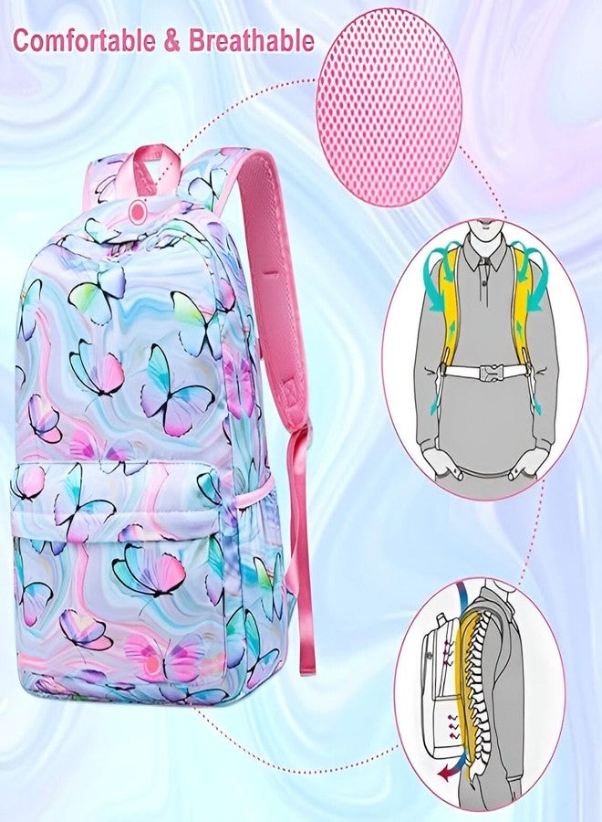 QBLYN 16-Inch Kids Backpack for Boys & Girls,Preschool Backpack for Kids Girls Small Backpack Purse Kindergarten School Book bags for Toddler Travel,Perfect for School Backpack (Blue Butterfly) - Image 2